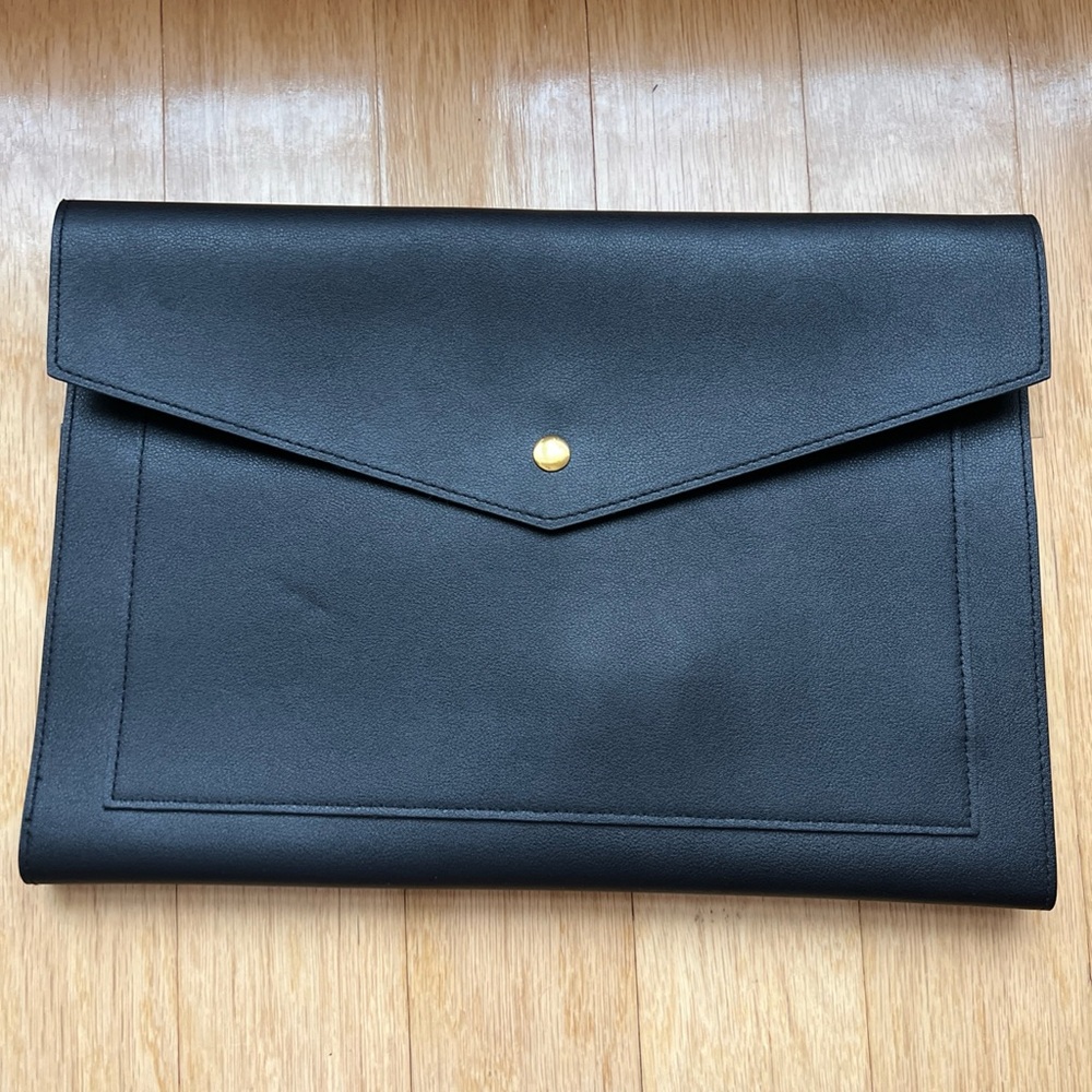 Black Envelope Clutch with Gold Button Glass Ladder & Co